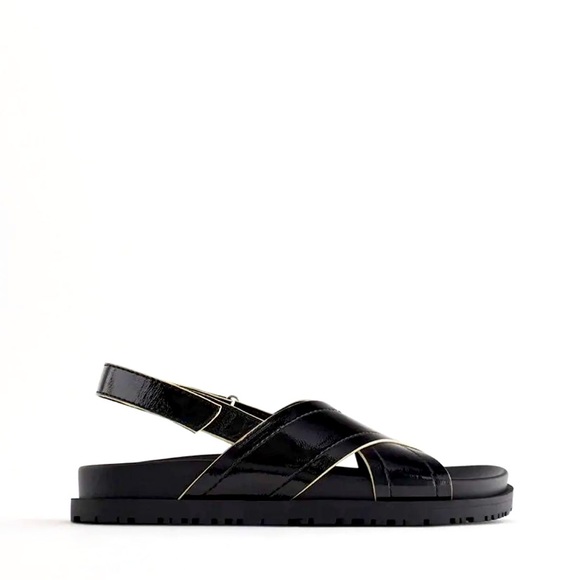 ZARA CROSS STRAP FLAT SANDALS TRF Cross Velcro Dad Sandal no tag 42 final - Picture 3 of 15
